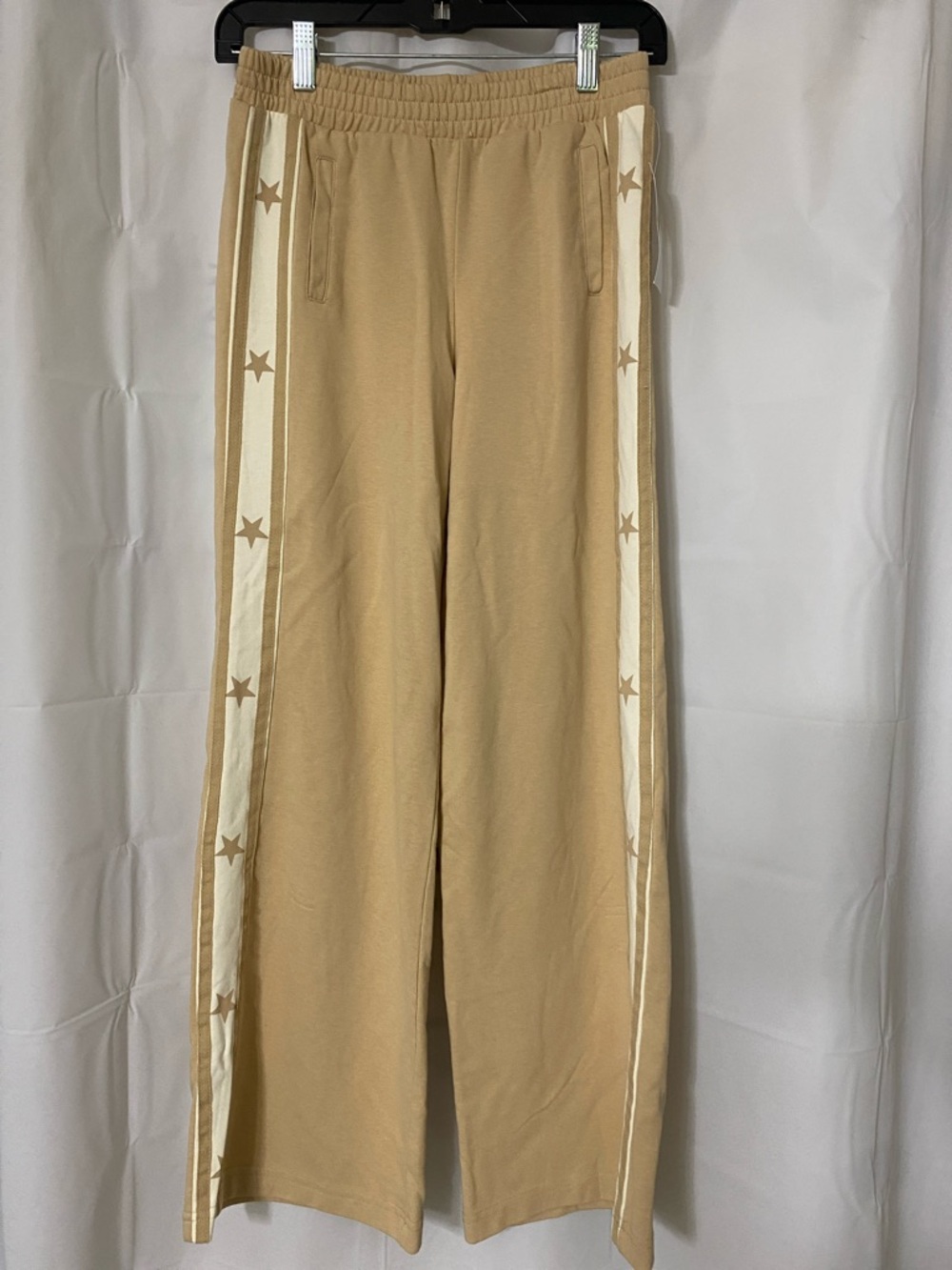 TRACTR Star Stripe Sweatpants in Khaki Womens Sz L Wide Leg NWT